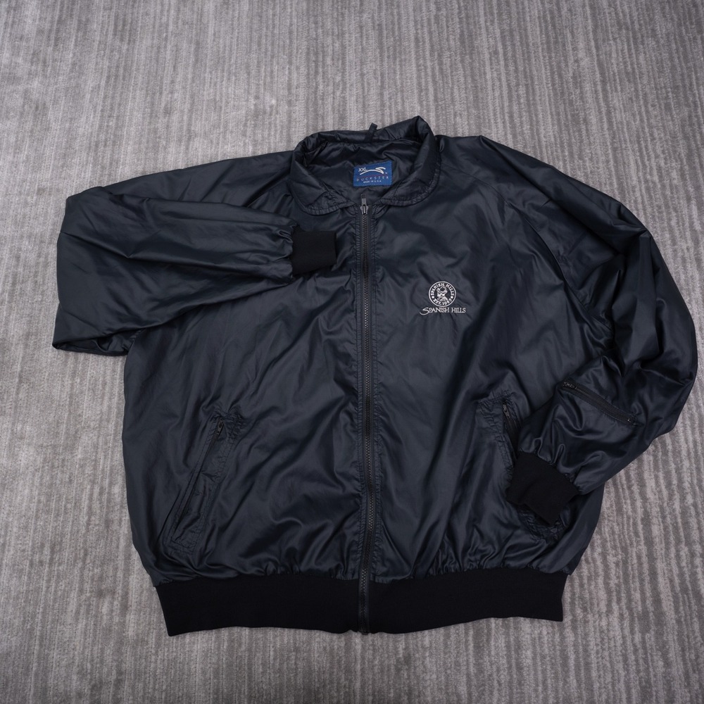 Duckster Windbreaker Jacket Mens XXL Blue Excellent Spanish Hills Golf USA Made